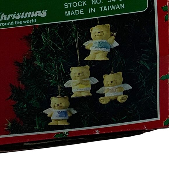 Vintage Angel Bear Christmas Tree Ornaments Set Of 4 Taiwan Holiday Decor 2.5” - Picture 4 of 5